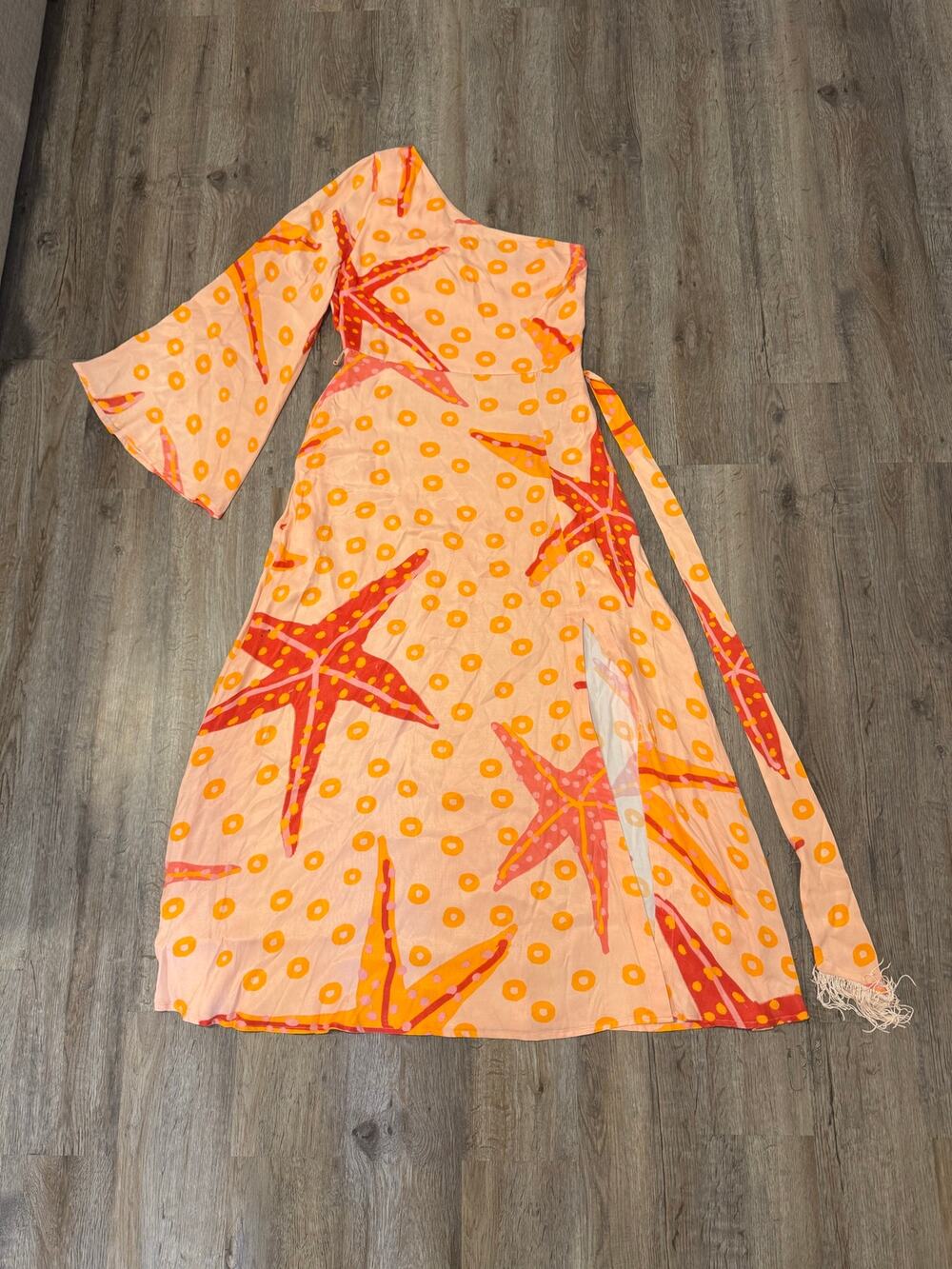 Farm Rio Anthropologie Women’s One-Shoulder Starfish Maxi Dress Size Small